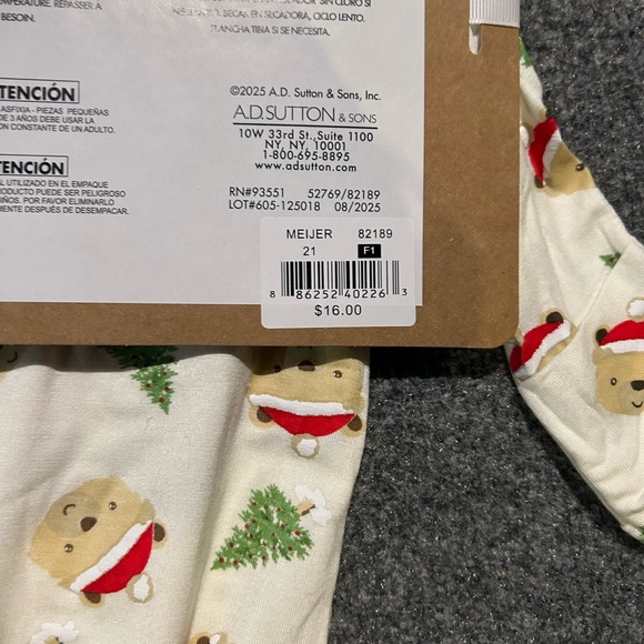 Baby Essentials Cream and Red Holiday One Piece - Picture 4 of 6